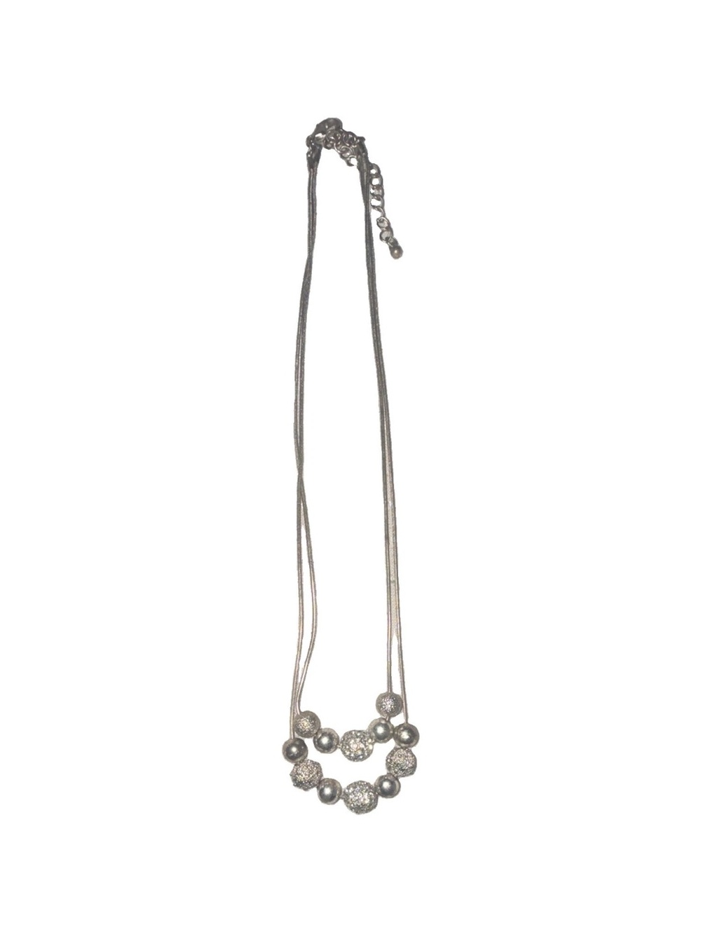 Sparkling Silver Multi-Strand Bead Necklace